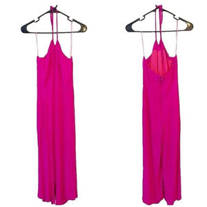 Vici Hot Pink Jumpsuit Small Womens Pantsuit High Neck Halter Cropped Barbie